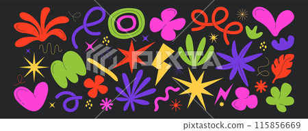 Abstract geometric shapes, freeform figures, organic nature simple summer objects 115856669