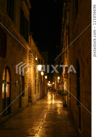 Scenic illumination of downton Dubrovnik at night Scenic illumination of downton Dubrovnik at night 115856696