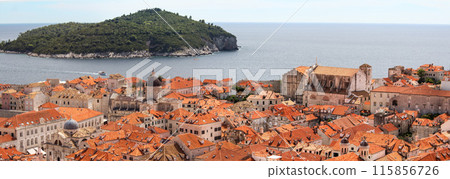 Scenic vief from the roofs of downtown Dubrovnik Scenic vief from the roofs of downtown Dubrovnik 115856726