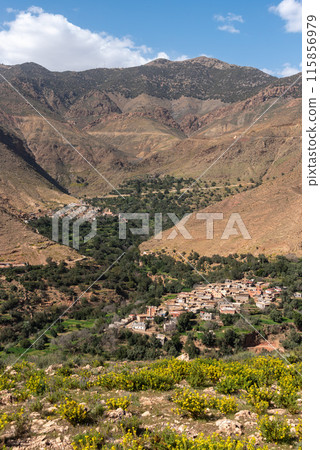Calm Algou village at the Tizi n'Test pass in the Atlas mountains 115856979