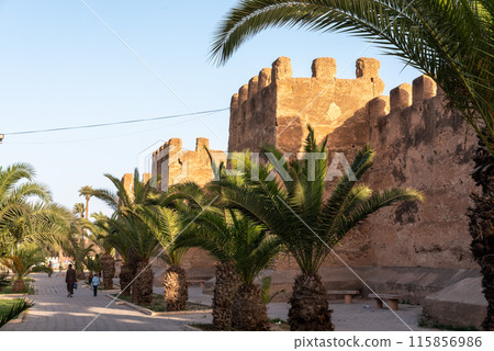 Scenic city wall of ancient Moroccan Taroudannt Scenic city wall of ancient Moroccan Taroudannt 115856986