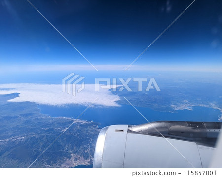 Aerial view from an airplane onto the Gibraltar strait Aerial view from an airplane onto the Gibraltar strait 115857001