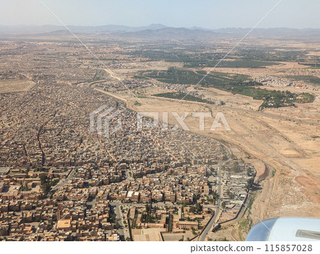 Aerial view of the Moroccan landscape and Marrakesh Aerial view of the Moroccan landscape and Marrakesh 115857028