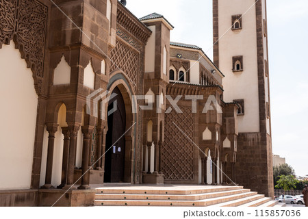 Richly ornated Mohammed V mosque in downtown Agadir 115857036