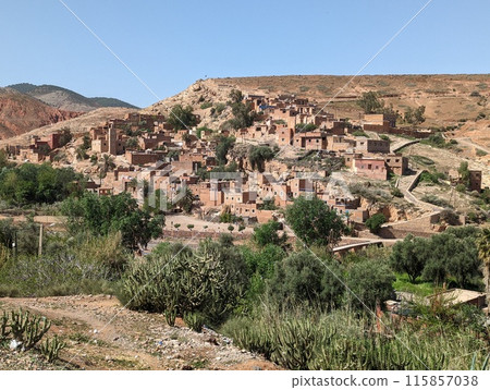 Small village Moulay Brahim in the northern Atlas mountains in Morocco 115857038
