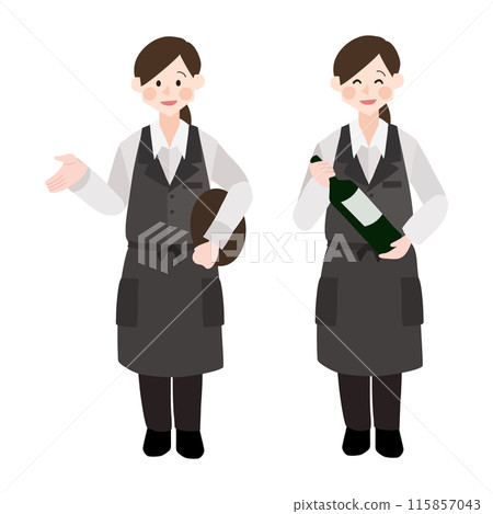 Restaurant waiter hand drawn vector illustration 115857043