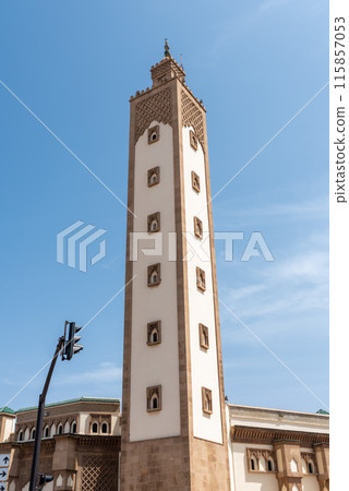 Richly ornated Mohammed V mosque in downtown Agadir 115857053