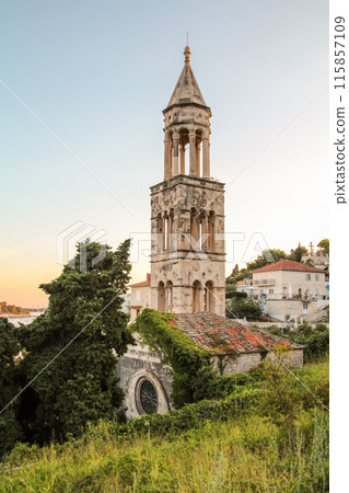 Tranquil view of Saint Mark church in Hvar Tranquil view of Saint Mark church in Hvar 115857109