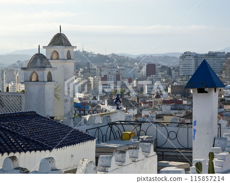 Scenic panoramic view over the rooftops of the medina of Tangier Scenic panoramic view over the rooftops of the medina of Tangier 115857214