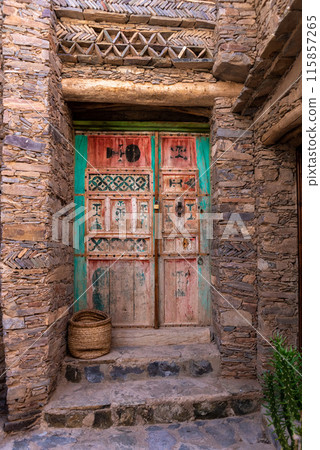 Old ancient door in a Moroccan village in the Anti-Atlas mountains 115857265
