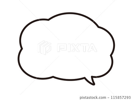 The vector data is a cloud-shaped speech bubble pointing downward to the right, with line width adjustable. 115857293