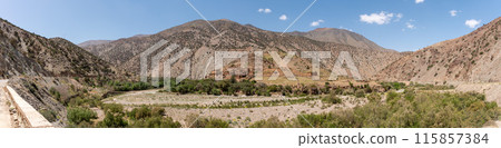 Picturesque village Douar Ouddift at the Tizi n'Test pass in the Atlas mountains 115857384