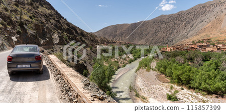 Picturesque village Douar Ouddift at the Tizi n'Test pass in the Atlas mountains 115857399
