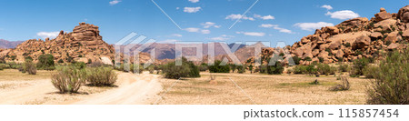 Great panoramic landscape of the Anti-Atlas mountains 115857454