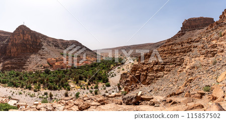 Great panoramic landscape of the Anti-Atlas mountains 115857502