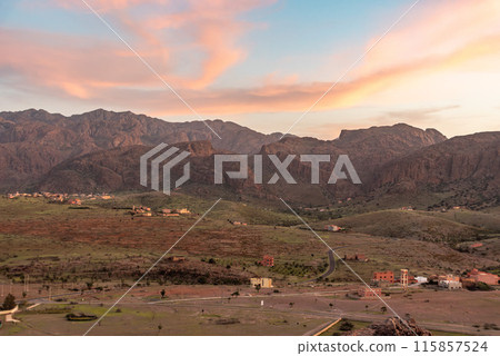 Great panoramic landscape of the Anti-Atlas mountains 115857524