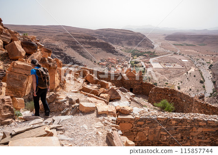 Hiking through the old Id Aissa agadir, an old granary in Amtoudi 115857744