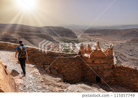 Hiking through the old Id Aissa agadir, an old granary in Amtoudi 115857749