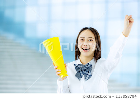high school girl cheering high school girl cheering 115858794