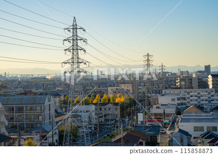 A November sunset near Umabashi, Matsudo City, Chiba Prefecture 115858873
