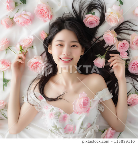 Image of a woman with roses 115859110