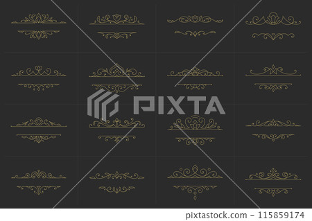 Vintage ornament swirl text dividers filigree calligraphic vector set 115859174