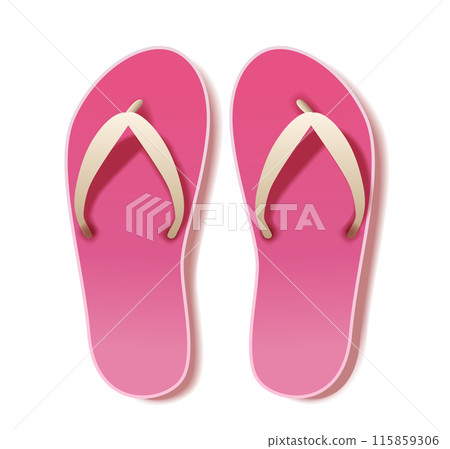 Pink flip flops summer beach footwear isolated on white background 115859306