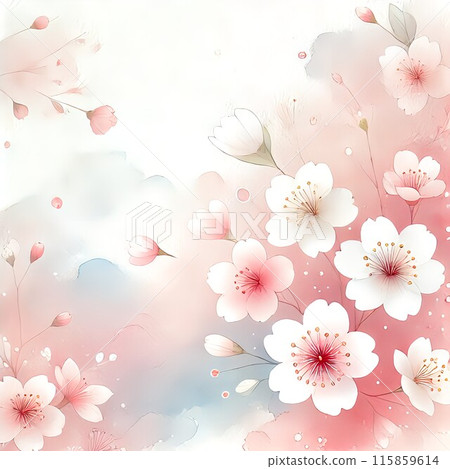 Cherry blossoms and petals in full bloom 115859614