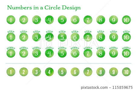 Vector watercolor-style round numbers in green 115859675
