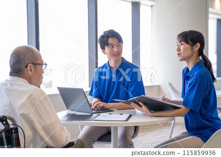 Counseling care staff and senior man 115859936