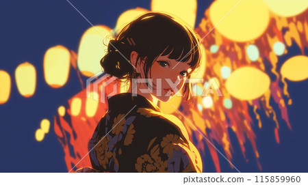 A woman in a yukata looking back 115859960