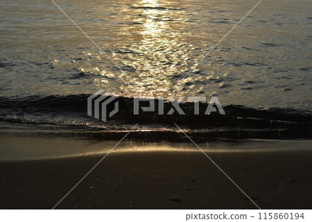 夕陽下的海灘閃閃發光 夕陽下的海灘閃閃發光 115860194