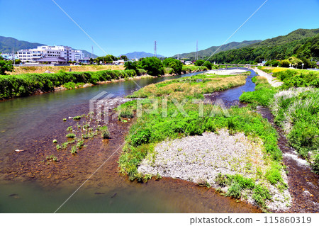 Minowa Bridge / Looking upstream from the Tenryu River (Minowa Town, Nagano Prefecture) [June 2024] 115860319