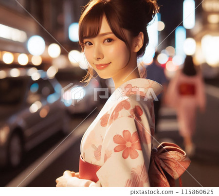 A woman in a yukata A woman in a yukata 115860625