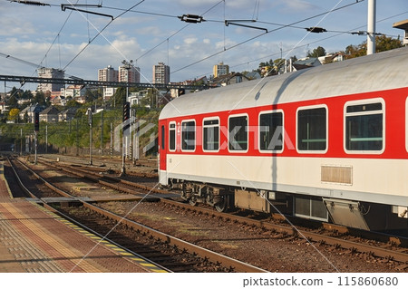 Train on the railroad station Train on the railroad station 115860680