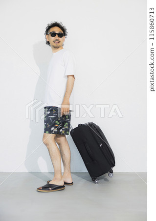 Man wearing sunglasses and shorts Man wearing sunglasses and shorts 115860713