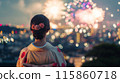 Lady in Kimono watching Fireworks 115860718