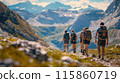 Trekking in the Alps with spectacular views 115860719
