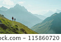 Trekking in the Alps with spectacular views 115860720