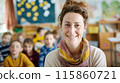Smiling elementary school Caucasian female teacher smiling teacher Elementary school 115860721