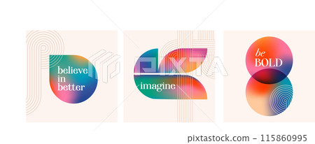 Colorful modern minimalist posters, prints with lettering design, quotes. Graphic minimalist 115860995