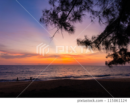 Sunset at the beach bar in Mai Khao Beach Resort in Phuket Thailand Sunset at the beach bar in Mai Khao Beach Resort in Phuket Thailand 115861124