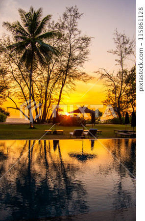 Sunset at the beach bar in Mai Khao Beach Resort in Phuket Thailand Sunset at the beach bar in Mai Khao Beach Resort in Phuket Thailand 115861128