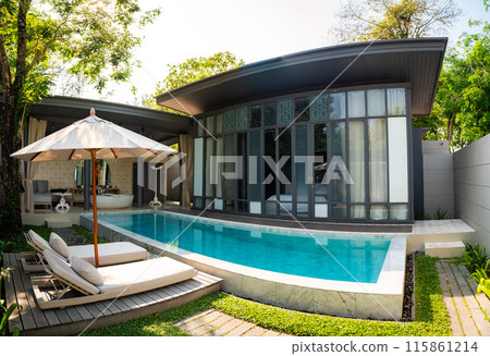 Private pool villa in Mai Khao Beach Resort in Phuket Thailand Private pool villa in Mai Khao Beach Resort in Phuket Thailand 115861214