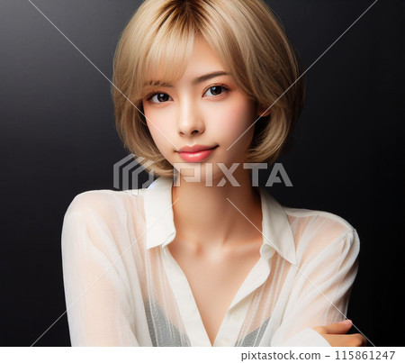 Beautiful woman in white blouse 115861247