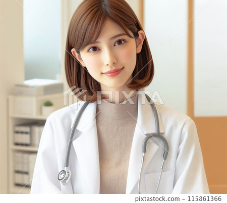 年輕女醫生在訪談中 115861366