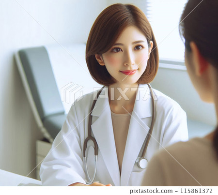 年輕女醫生在訪談中 115861372