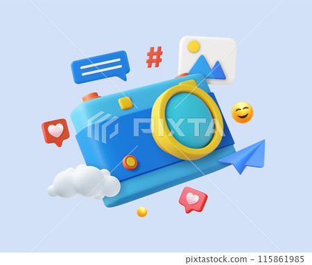 3d photo camera icon 115861985
