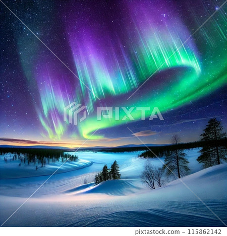 Aurora of a snowy field 115862142
