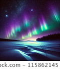 Aurora shining in the night sky 115862145